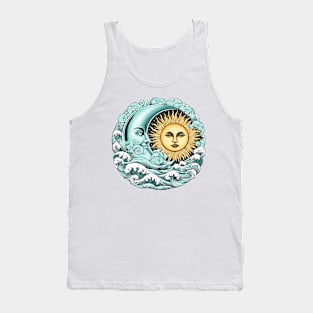 Zodiac sign of the sun and the moon. Hand drawn illustration Tank Top